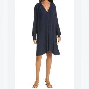 NWT Samsoe Samsoe Jetta Check Mini Dress in Sky Captain Navy Blue Size XS